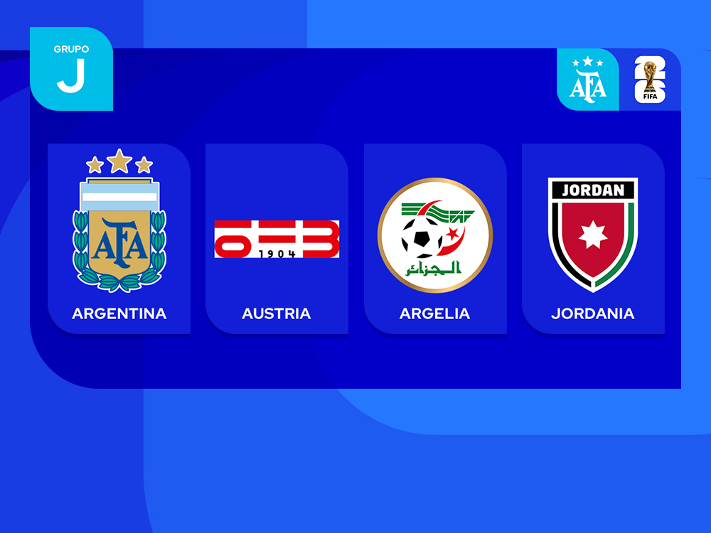 Argentina integrará el Grupo J junto a Argelia, Austria y Jordania